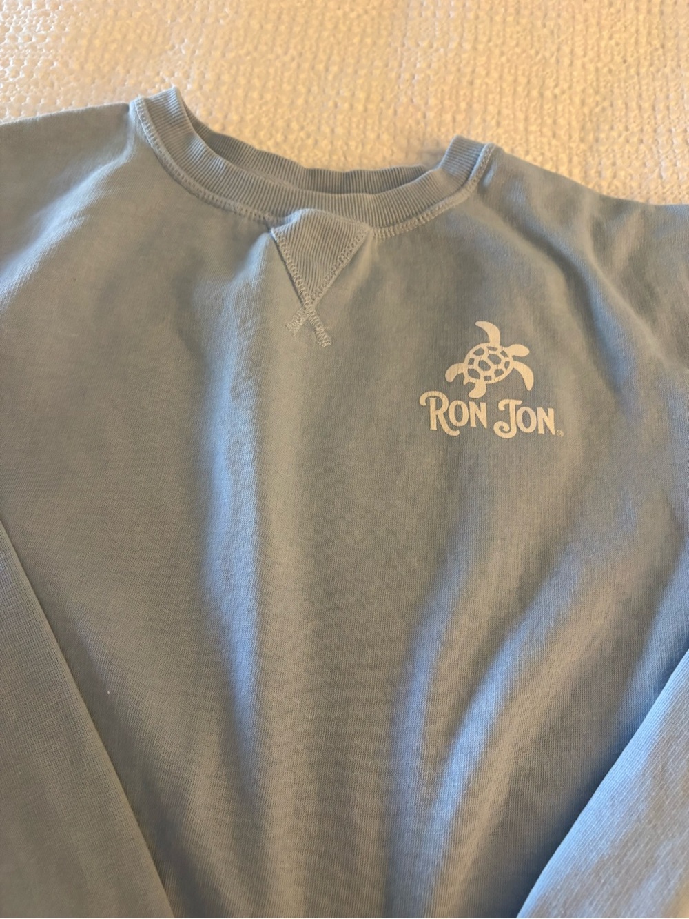 Ron Jon Light Blue Turtle Logo Crewneck Sweatshirt